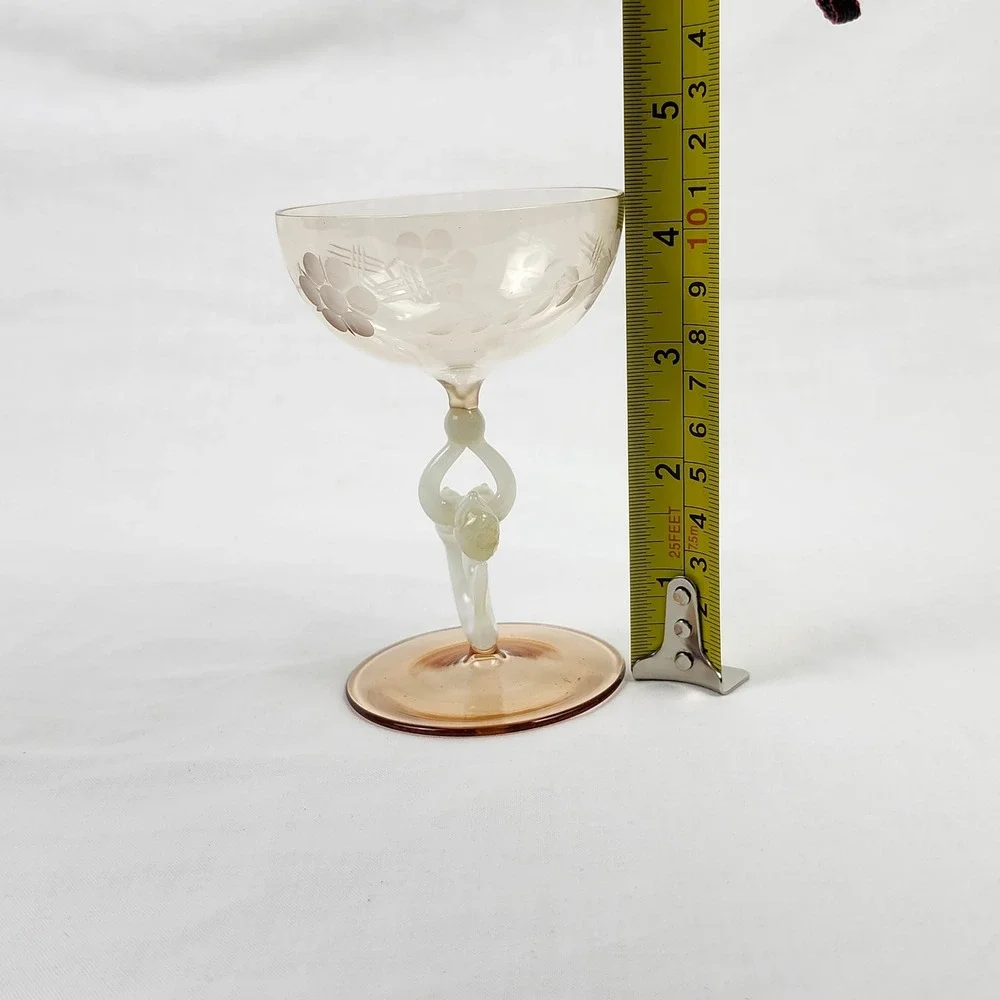 VTG Art Deco Bimini Glass Fritz Lampl Austria Nude Mermaid 1920s Amber Peach